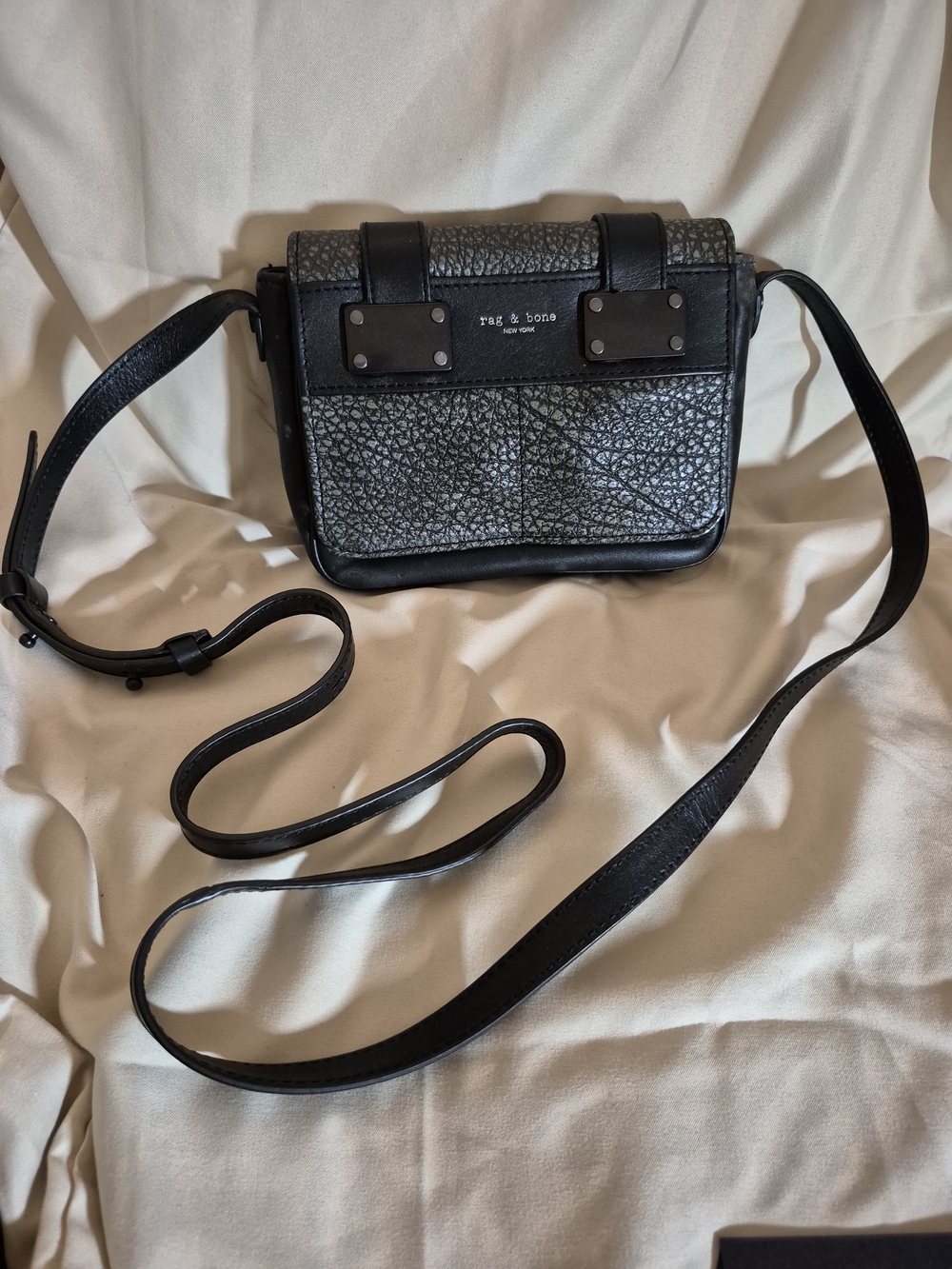 rag & bone Black Textured Leather Mini Crossbody